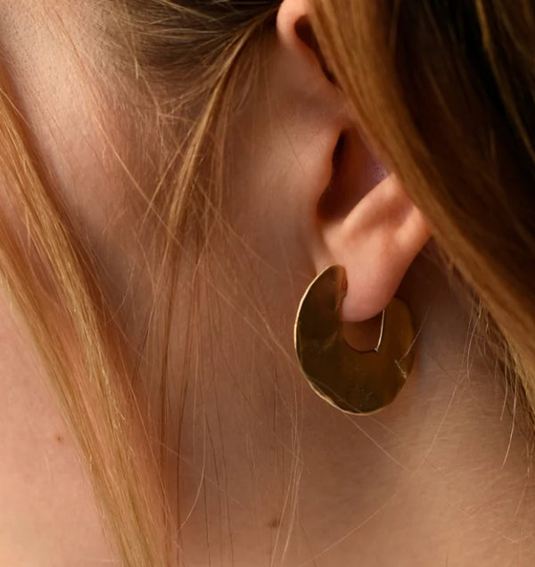 864 Design Brass large crescent stud earrings hammered. Shop Boston