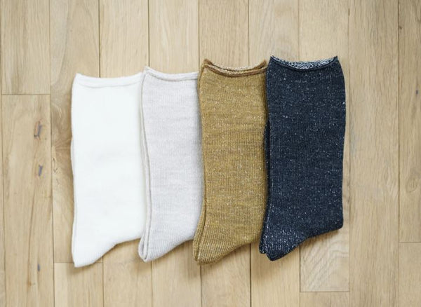 Nishiguchi Kutsuhshita  Wool Silk Socks - With an inner lining of silk and an outer layer of soft, insulating wool, these socks are ideal for fall and winter