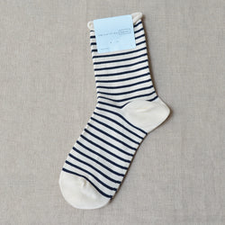 Nautical Stripe Crew Socks - Black
