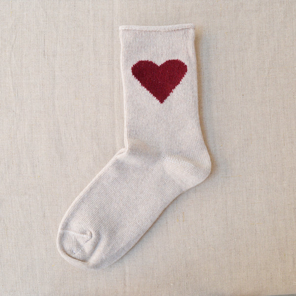 Hansel from Basel Love Cashmere Crew Socks. Made in Portugal. Hearts shop Boston