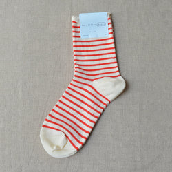 Nautical Stripe Crew Socks - Red