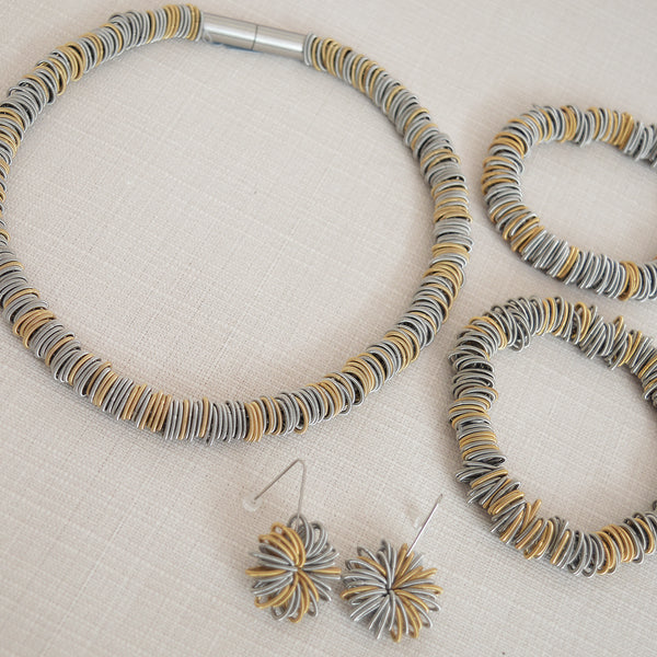 Two Tone Stainless Steel Bracelet and Necklace