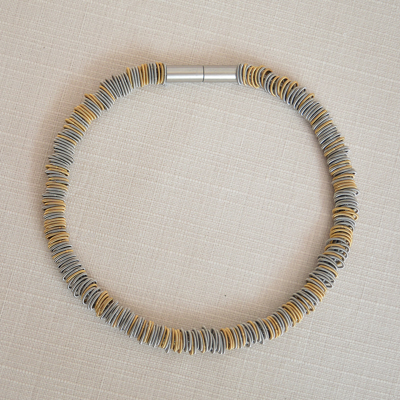 Two Tone Stainless Steel Bracelet and Necklace