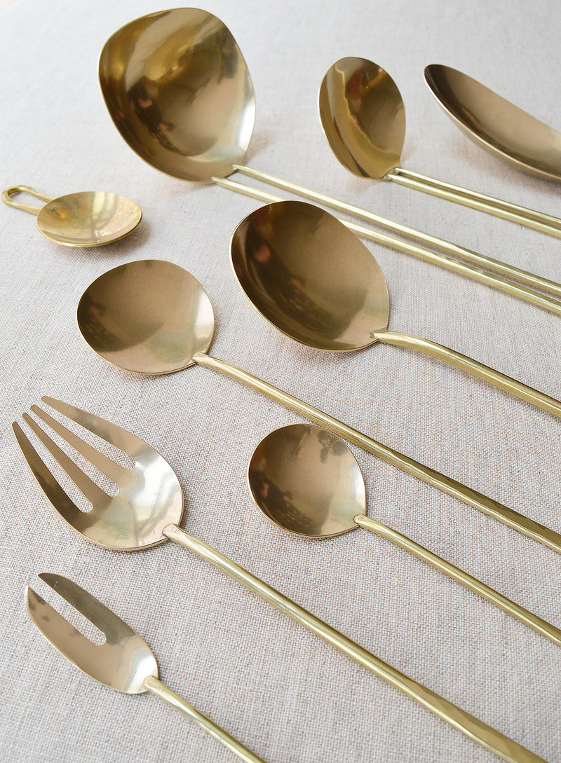 Japanese brass dinner fork dessert fork  Hand forged in Japan Lue small fork kitchen utensil SoWa shop Boston boutique gift store