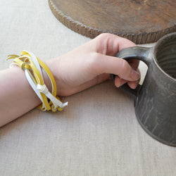 Men's Leather Wrap Bracelet with Antique Brass Hook Shop Boston Giles and Brother