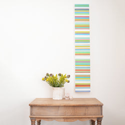 Stripes Painting by Maria Malatesta  Maria Malatesta's paintings have been our customers favorites in the shop since we opened and we are now excited to offer them online.  Maria is a Massachusetts painter who's worked simultaneously on totally different bodies of work for years (see her other Field Painting listings).  We like the contrast of energy between the two bodies of work presented here and we hope you do as well. 
