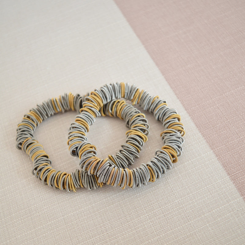 Two Tone Stainless Steel Bracelet and Necklace
