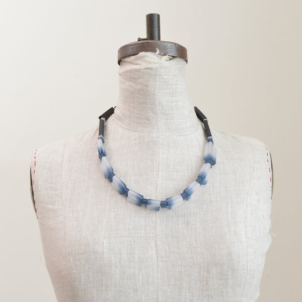 Double Beads Necklace - Green or Blue
