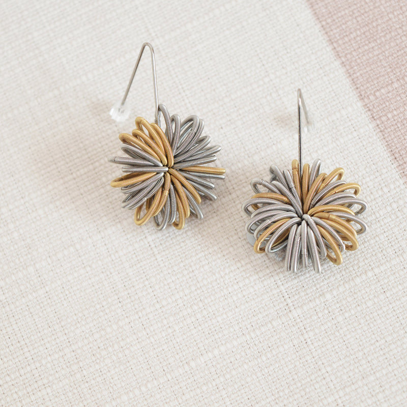La Mollla stainless steel earrings mixed metals made of industrial springs