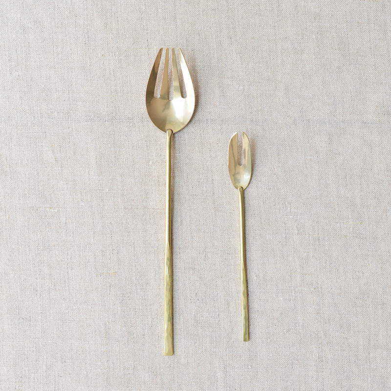 Japanese brass dinner fork dessert fork  Hand forged in Japan LueJapanese brass dinner fork dessert fork  Hand forged in Japan Lue small fork kitchen utensil SoWa shop Boston boutique gift store