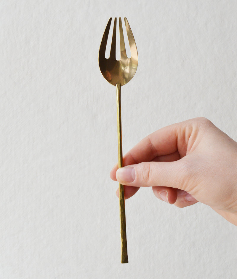 Japanese brass dinner fork dessert fork  Hand forged in Japan Lue small fork kitchen utensil SoWa shop Boston boutique gift store