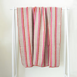 Vintage Peruvian Rug -  Stripes in Blush, Red, Hot Pink