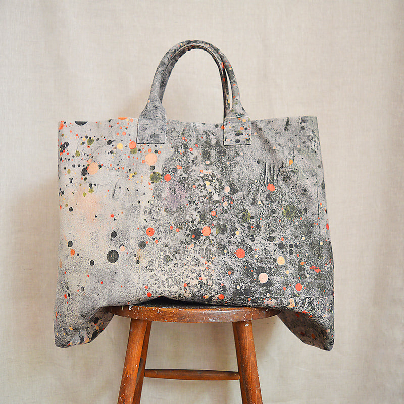 Martyn Thompson oversized canvas tote bag with a splattered dropcloth printed design. Carryall,  extra large totebag. Beach Bag. 