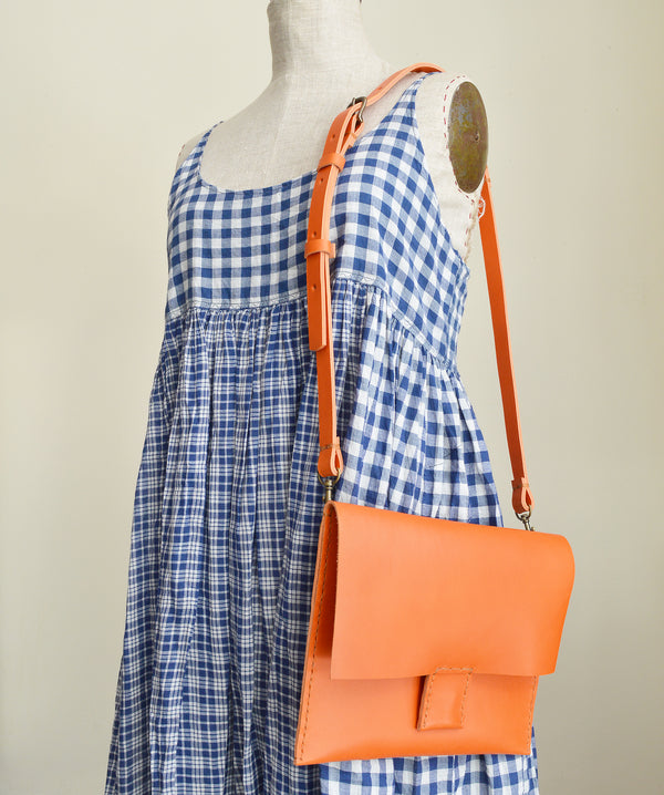 The Slim Messenge Clutch -  Rigid Leather - Orange