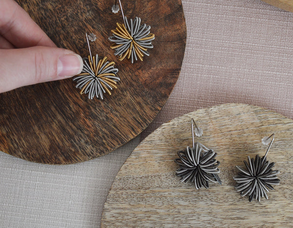 La Mollla stainless steel earrings mixed metals made of industrial springs