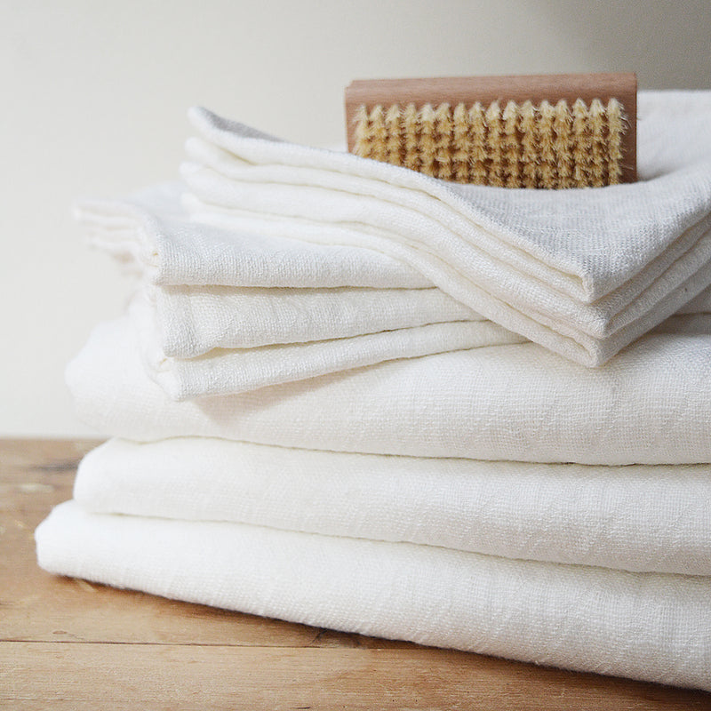 Linen Tales - White Linen & Cotton Honeycomb Waffle Towels