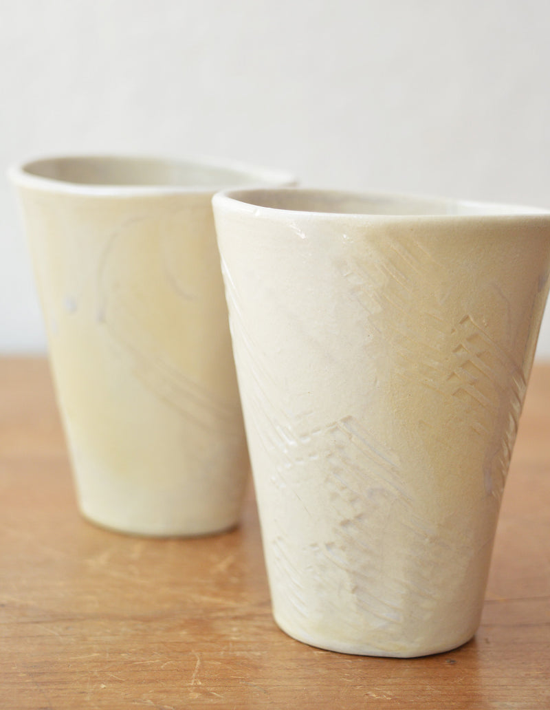 Ceramic tumblers Handmade and hand painted by Boathouse Pottery in Maine. 