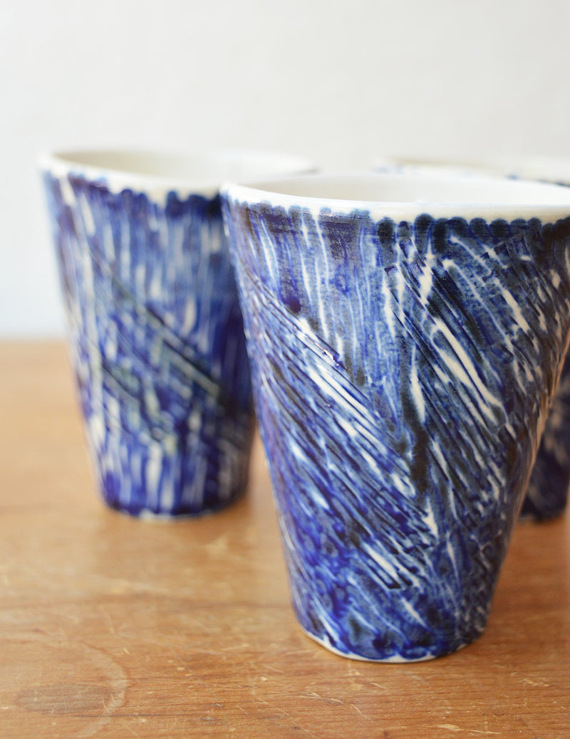 Ceramic tumblers Handmade and hand painted by Boathouse Pottery in Maine. 