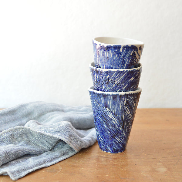 Ceramic tumblers Handmade and hand painted by Boathouse Pottery in Maine. 