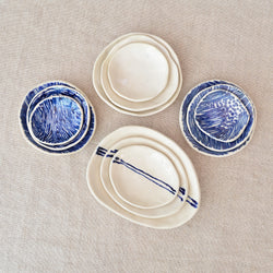 Ceramic nesting trinket dishes handmade and hand painted by Boathouse Pottery in Maine. 