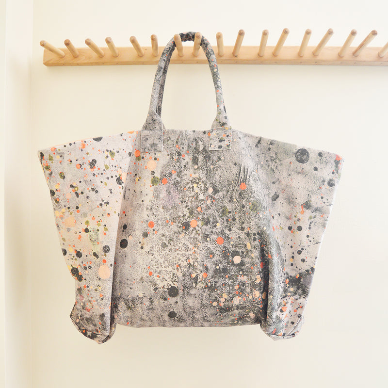 Martyn Thompson oversized canvas tote bag with a splattered dropcloth printed design. Carryall,  extra large totebag. Beach Bag. 