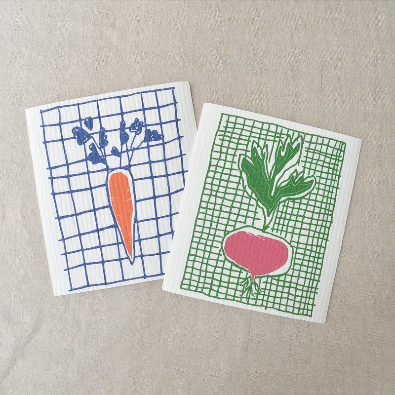 Adorable Swedish cloth with printed vegetable illustration. Swedish Cloths - marvelously absorbent dishcloths; they are a wonder in the kitchen!