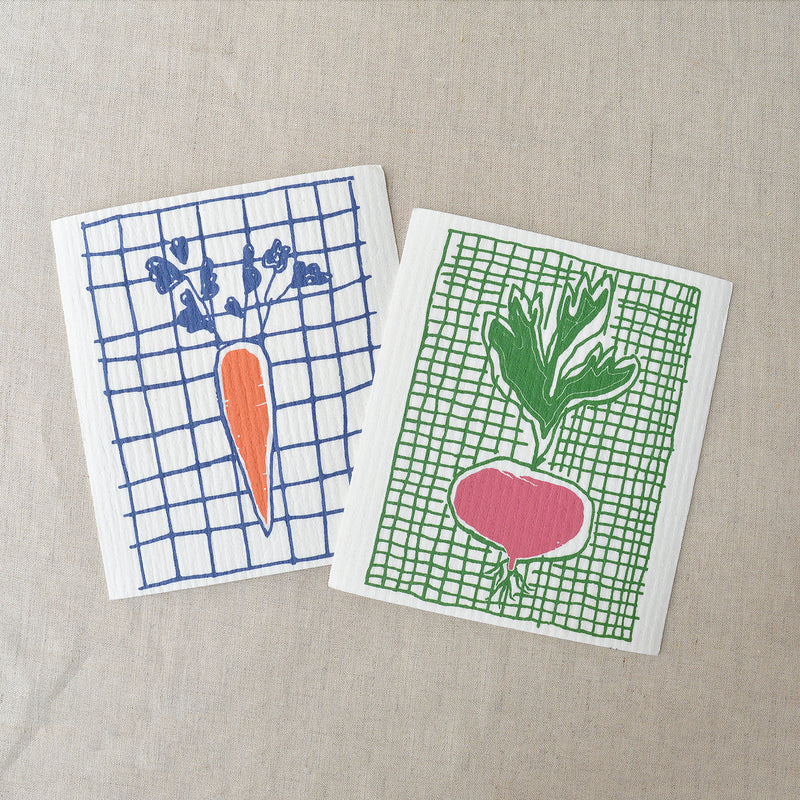 Adorable Swedish cloth with printed vegetable illustration.