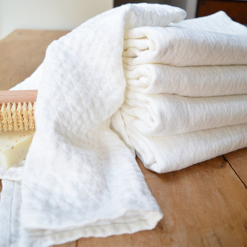 Linen Towels - White - Diamond Weave – Stitch and Tickle