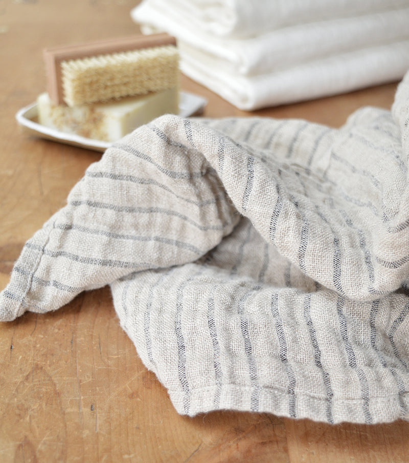 Striped Linen Bath Towel