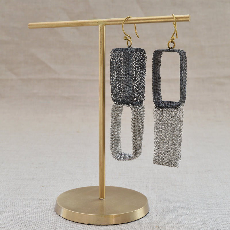 Two color Rectangle Earrings