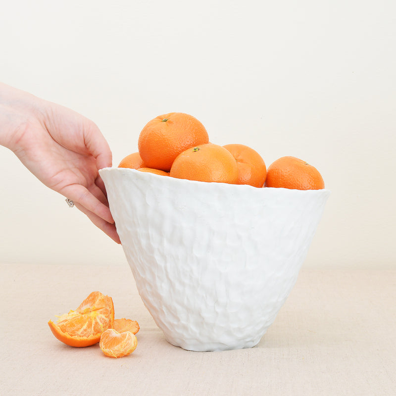 Hand-pinched Porcelain Tall Serving Bowl by Maine Potter Ingrid Bathe