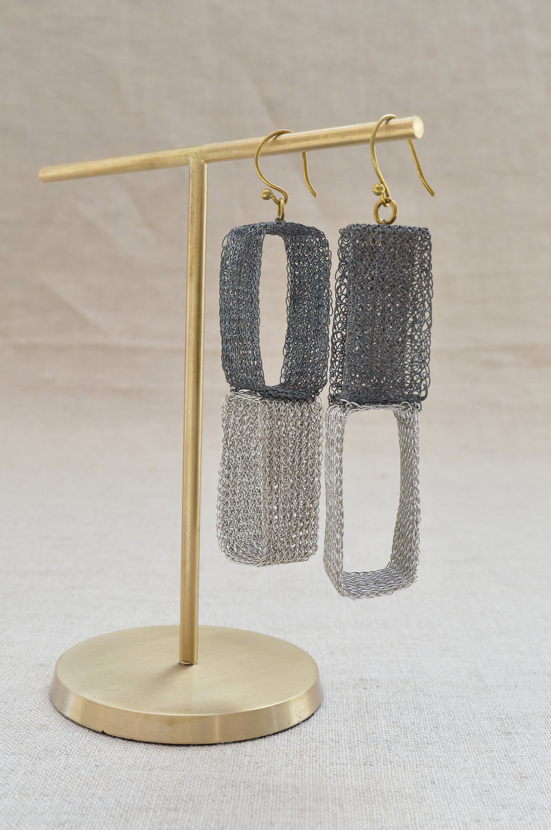 Two color Rectangle Earrings
