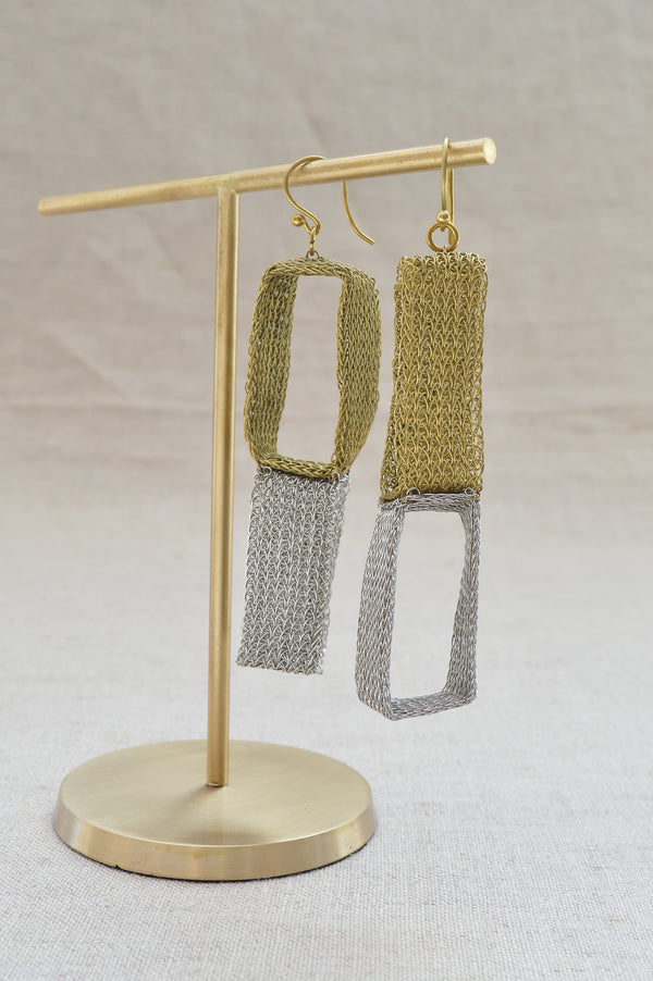 Two color Rectangle Earrings