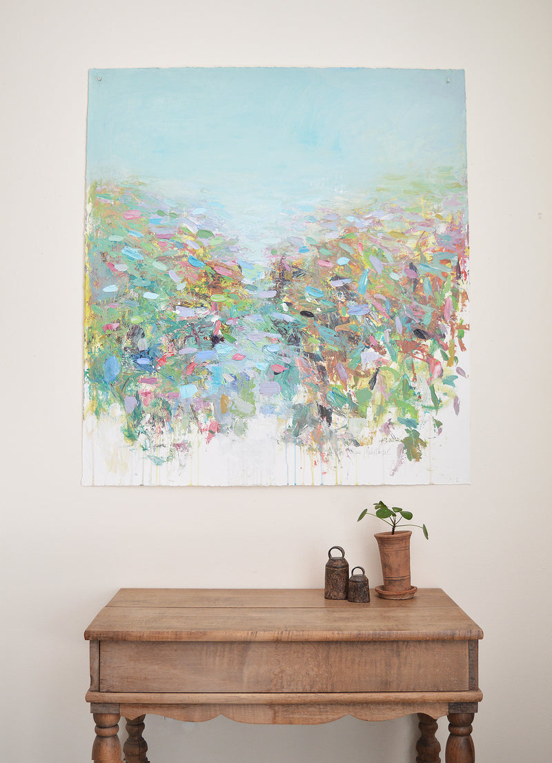 Field Painting by Maria Malatesta Acrylic on paper  39"W x 42"L Original Colorfield Paintings by Boston artist Maria Malatesta