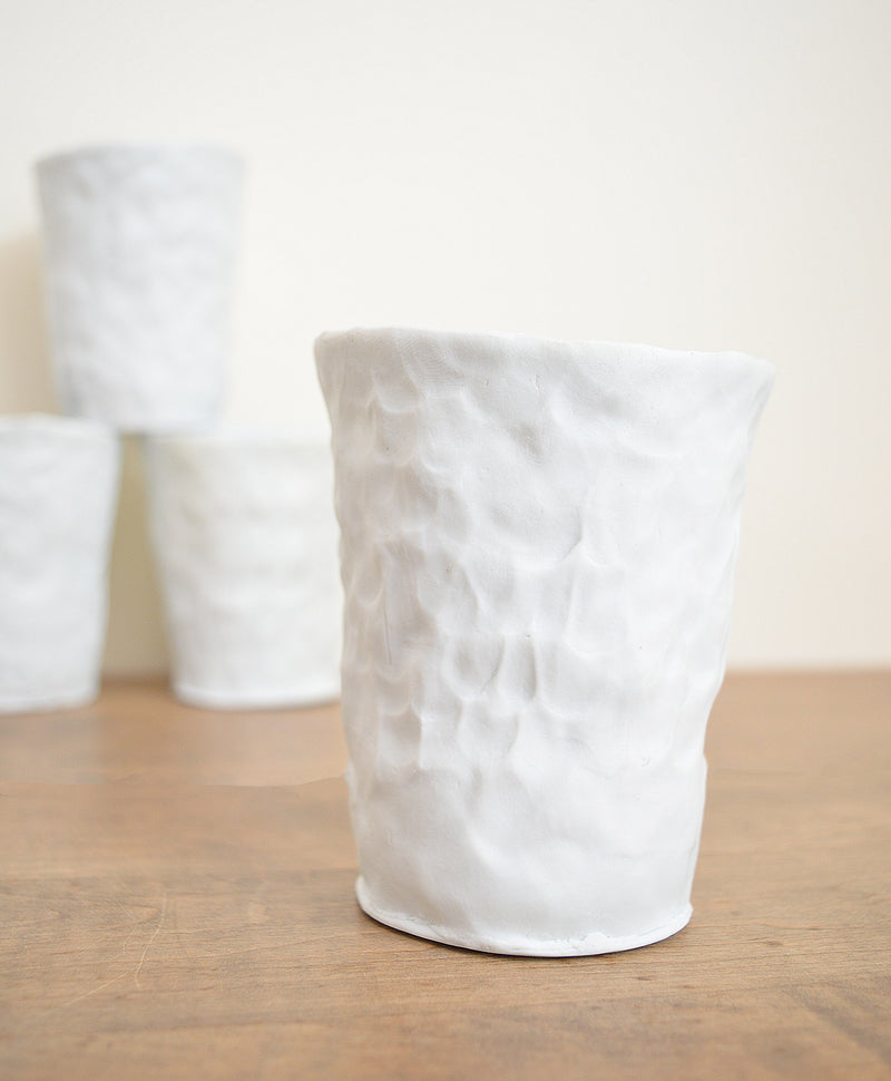 Hand pinched porcelain tumbler by Maine potter Ingrid Bathe. Available in Boston shop.