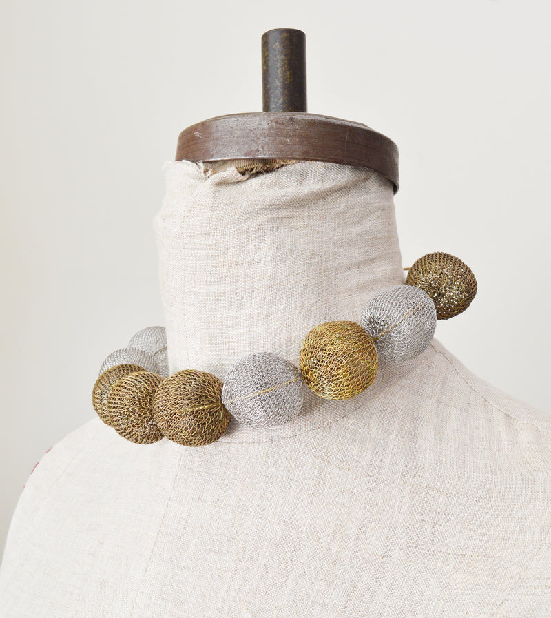 Handmade wire multi sphere necklace jewelry. Shop Boston