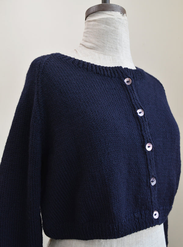 Auntie Oti hand knit 100% merino wool cardigan sweater. 