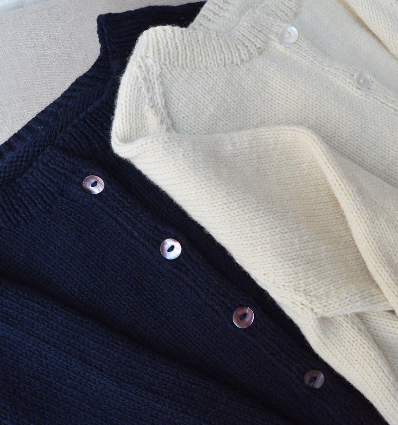 Auntie Oti hand knit 100% merino wool cardigan sweater. 