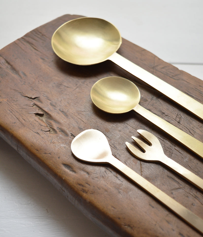 Brass Dessert Spoon Fog Linen Small XS SoWA shop Boston boutique gift store utensil handmade