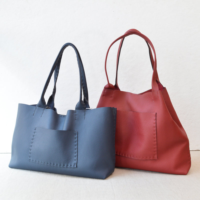 The Belleville Tote - Navy or Deep Red