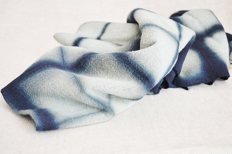 Our collection of indigo throws feature 100% wool khadi (homespun yarn and handwoven), in deep hand dyed shades of indigo in a variety of gorgeous patterns.