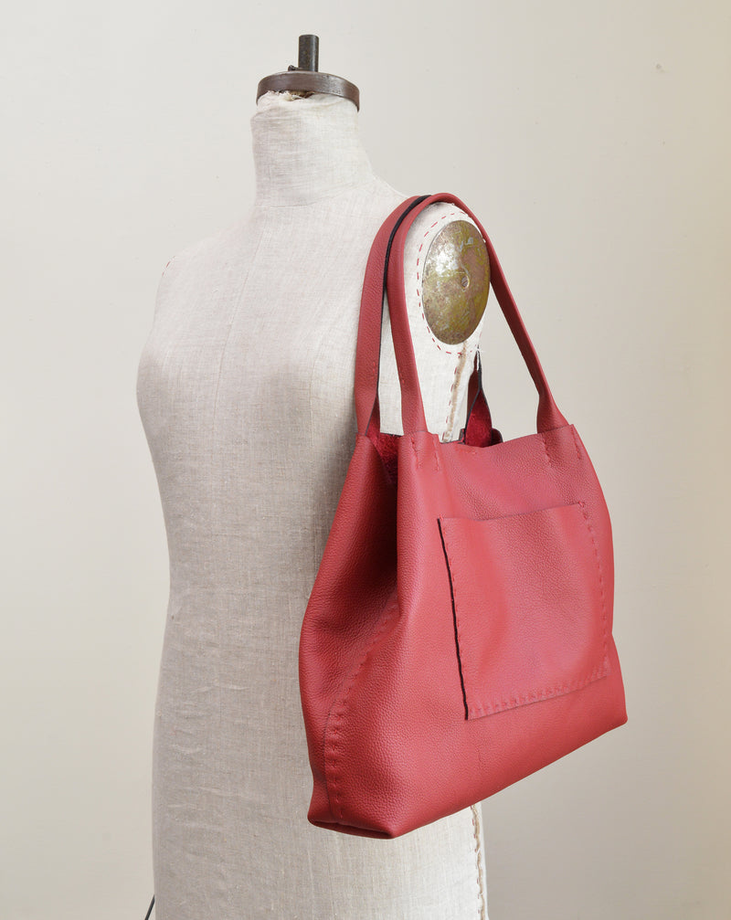 The Belleville Tote - Navy or Deep Red