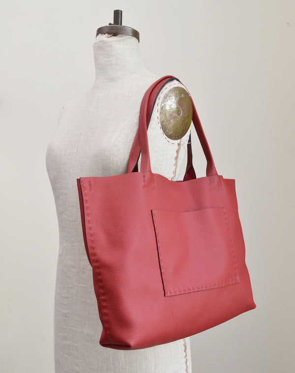 The Belleville Tote - Navy or Deep Red