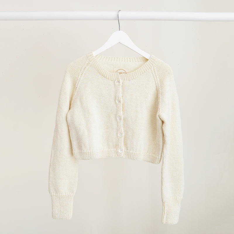Handknit Merino Wool Cropped Cardigan - Cream – Stitch and Tickle