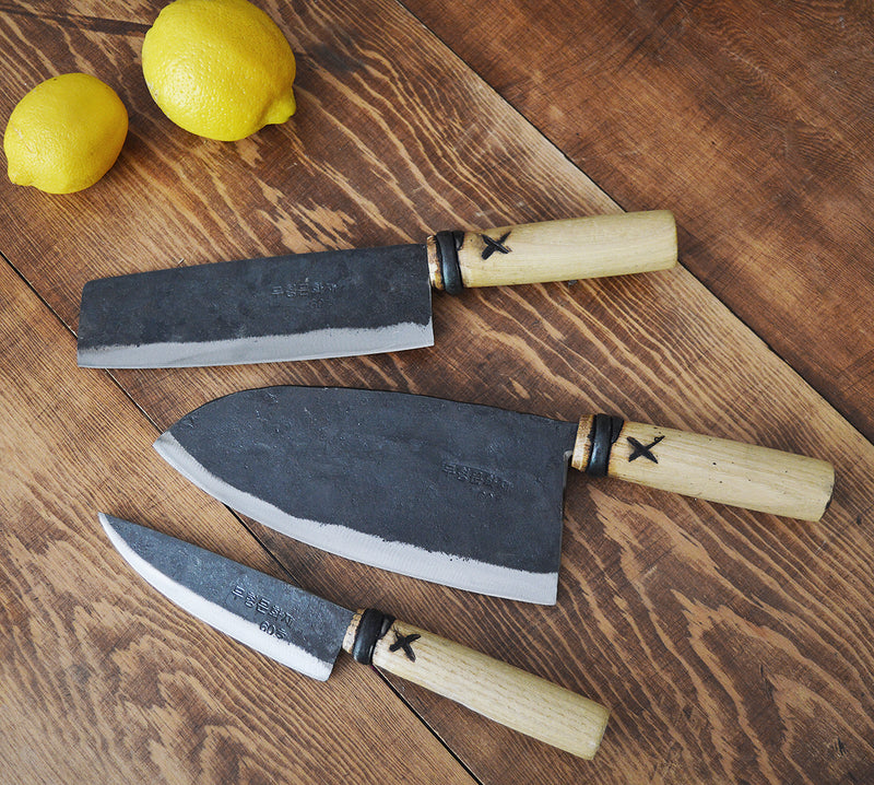 Master Shin Korean Knife made of carbon steel repurposed from railroad tracks. Kitchen knife, vegetable knife, sashimi knife, chef's knife. Korean Kitchen Knives in Boston. SoWA boutique