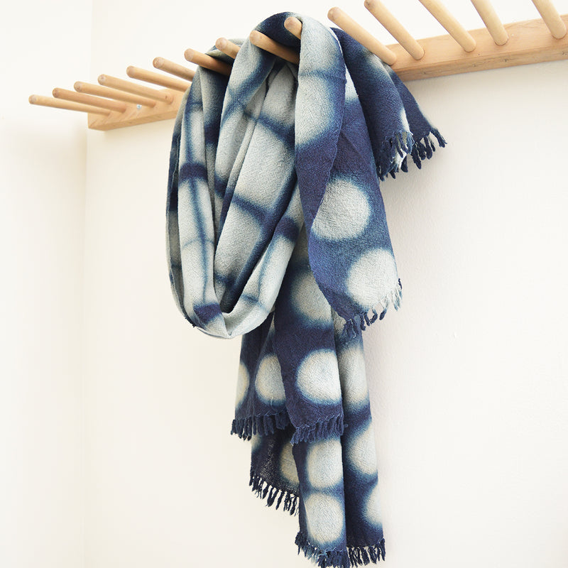 Our collection of indigo throws feature 100% wool khadi (homespun yarn and handwoven), in deep hand dyed shades of indigo in a variety of gorgeous patterns.
