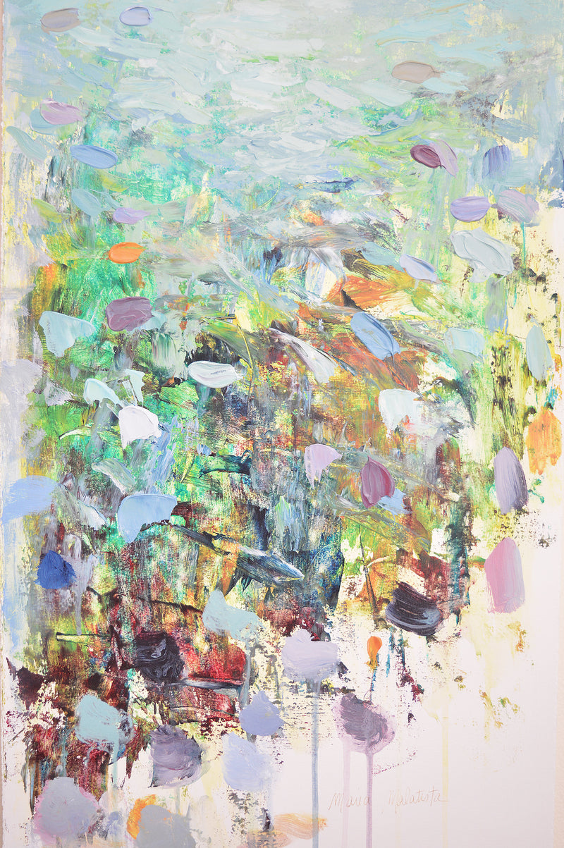 Field Painting by Maria Malatesta Acrylic on paper  Large Original Painting by Boston artist Maria Malatesta Colorfield, abstract work in deep saturated colors