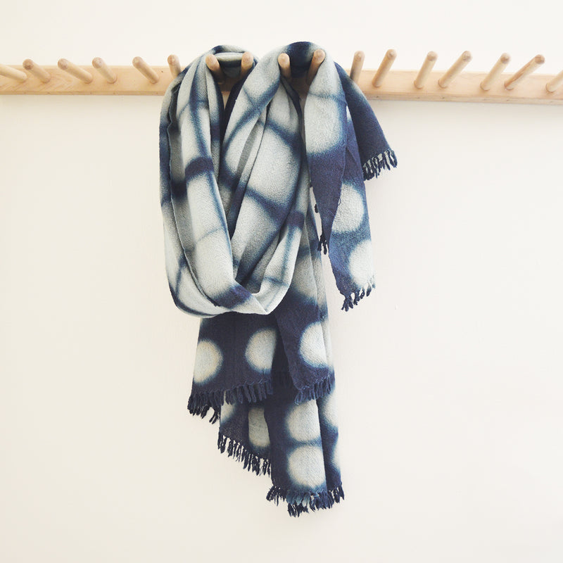 Our collection of indigo throws feature 100% wool khadi (homespun yarn and handwoven), in deep hand dyed shades of indigo in a variety of gorgeous patterns.