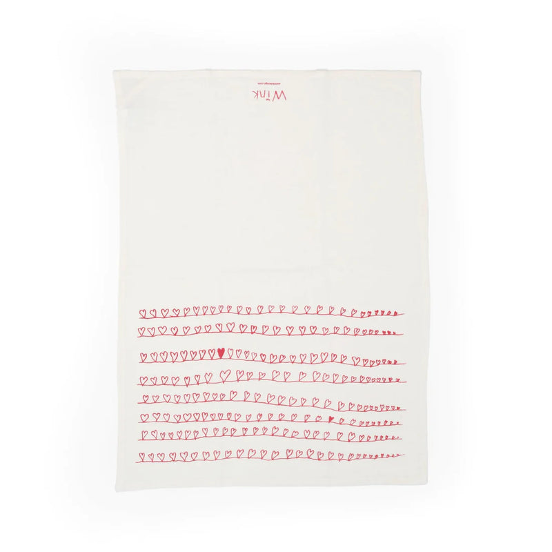 Hearts Flour Sack tea towel A Wink Design