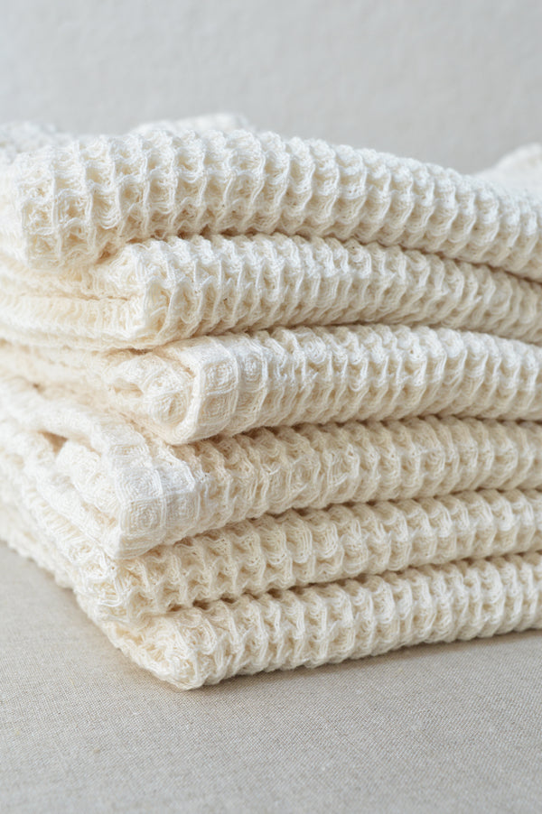 Auntie Oti hand woven organic waffle weave towel. 